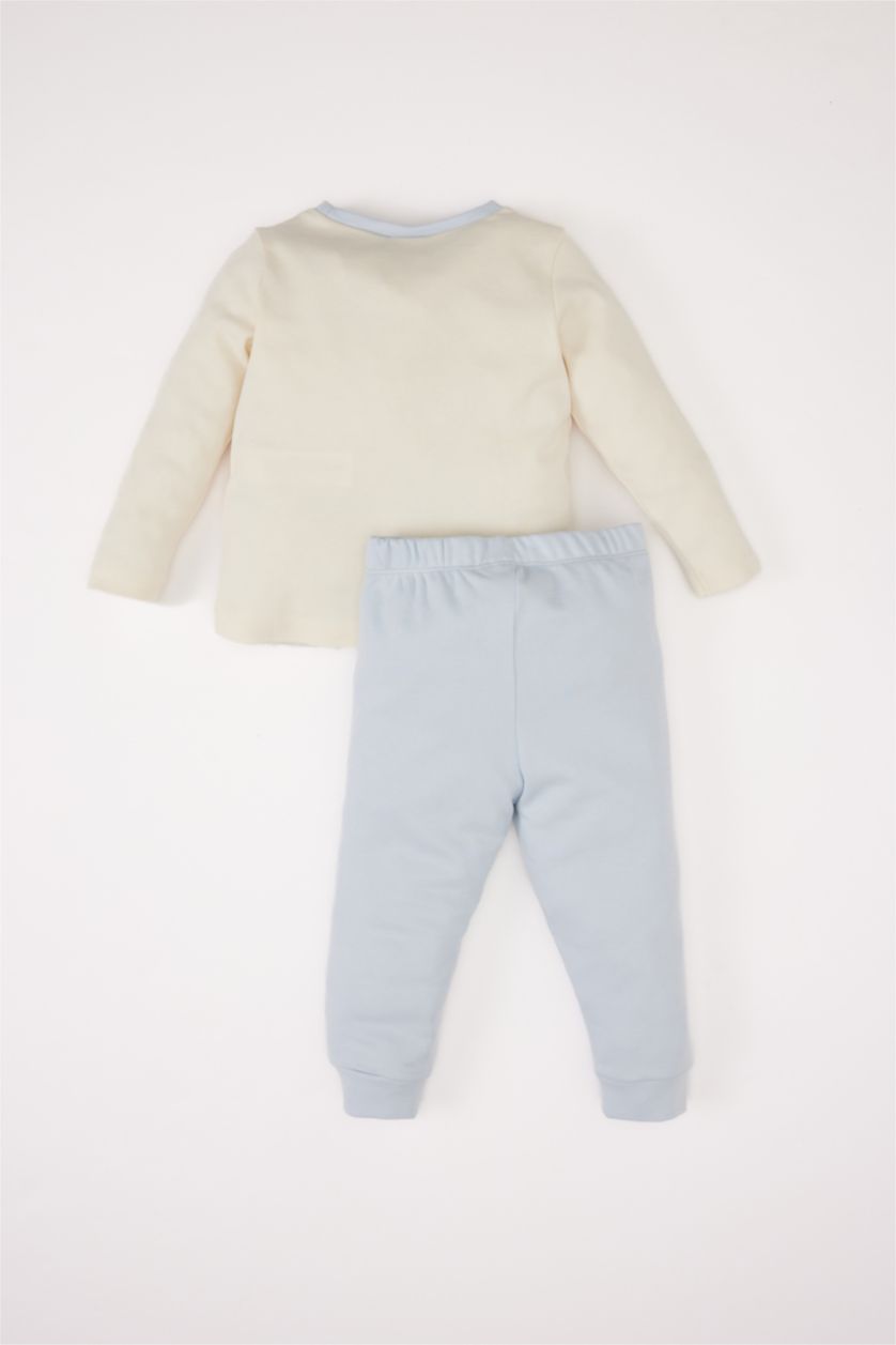 Kız Bebek Açık Mavi Kız Bebek Pijama Takımı Unicorn Baskılı Uzun Kollu Üst Beli Lastikli Uzun Alt