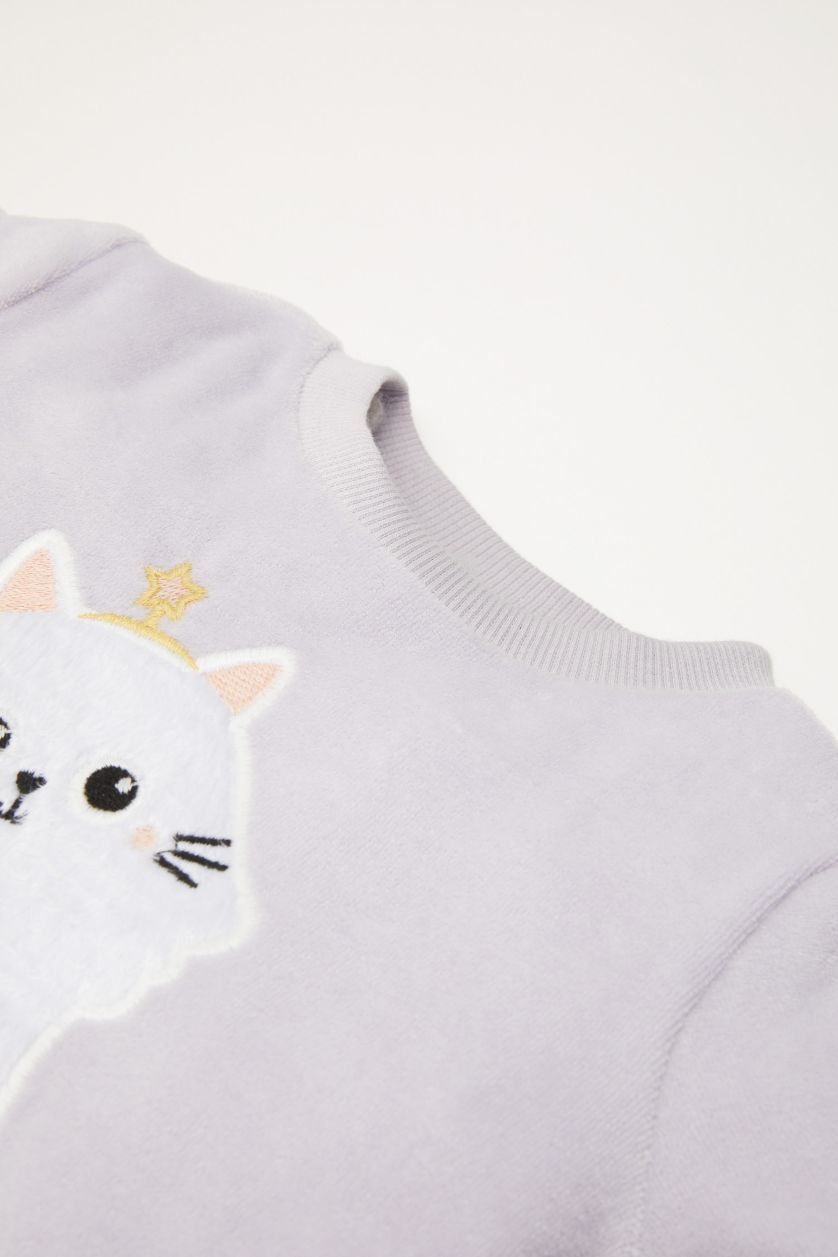 طفلة صغيرة أرجواني بيجامة الكريسماس مطبوعة برقبة مستديرة من قطعتين للبيبي بنت