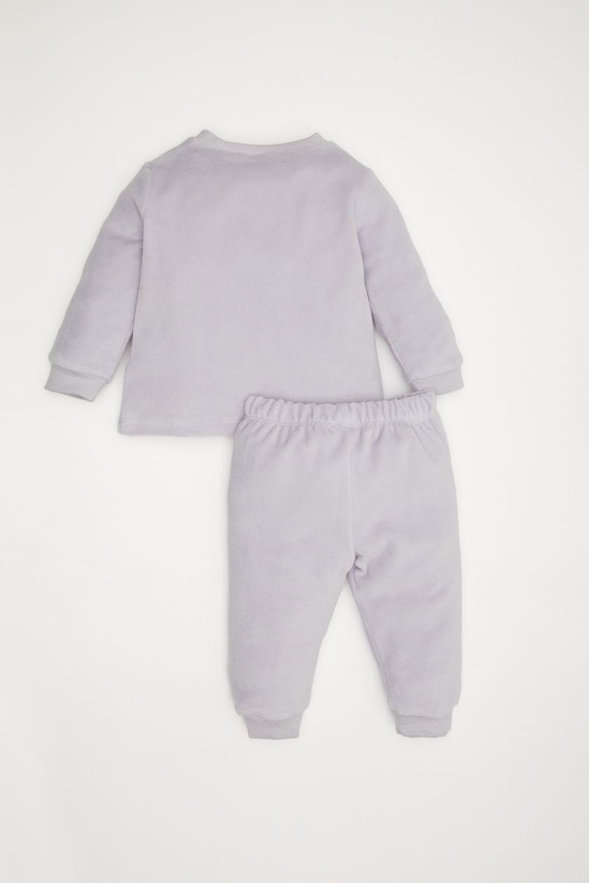 طفلة صغيرة أرجواني بيجامة الكريسماس مطبوعة برقبة مستديرة من قطعتين للبيبي بنت