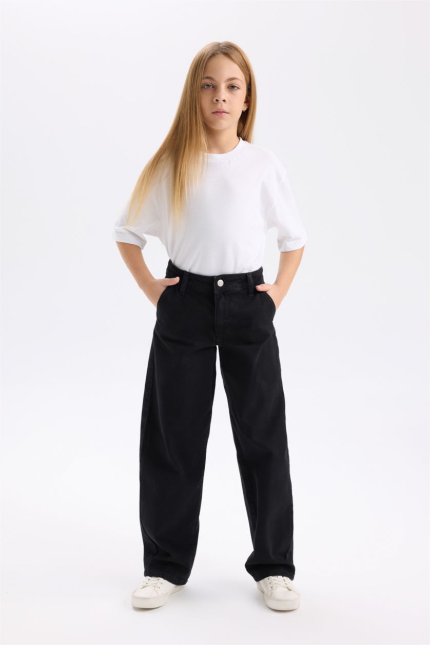 GIRLS & TEENS Black Girl Wide Baggy Fit Wide Leg Jeans