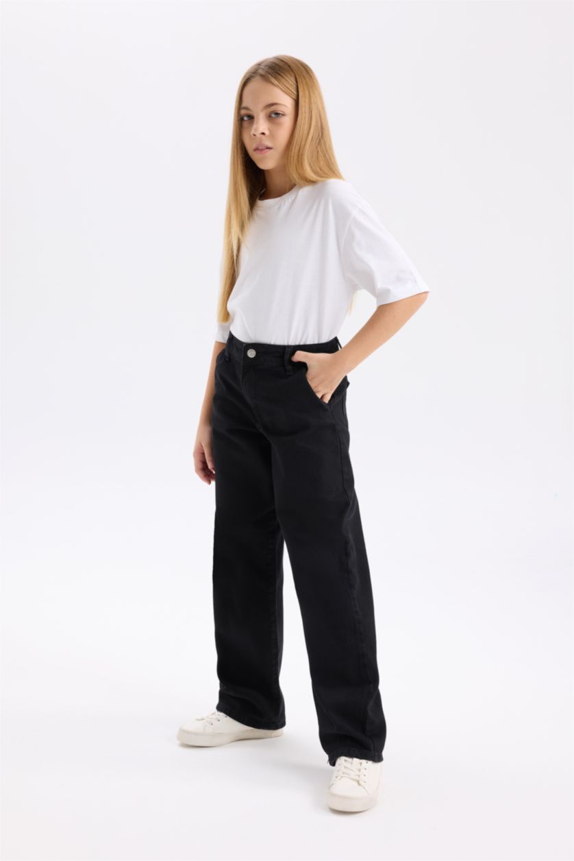 GIRLS & TEENS Black Girl Wide Baggy Fit Wide Leg Jeans