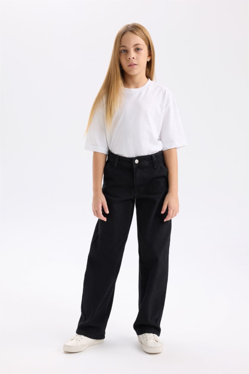 GIRLS & TEENS Black Girl Wide Baggy Fit Wide Leg Jeans