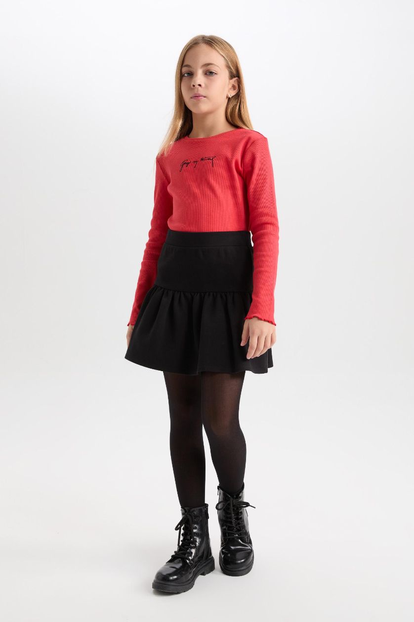 GIRLS & TEENS Black Girl Regular Fit Knitted Skirt