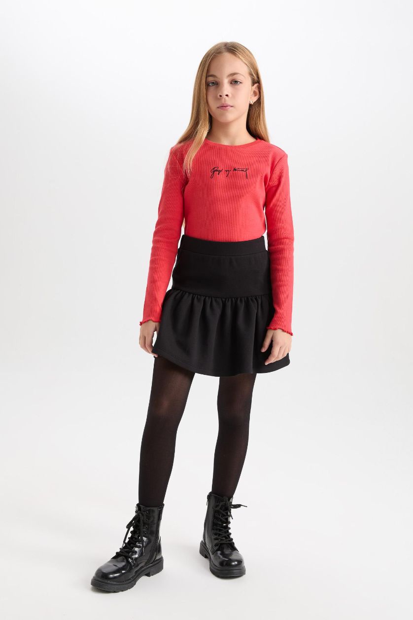 GIRLS & TEENS Black Girl Regular Fit Knitted Skirt