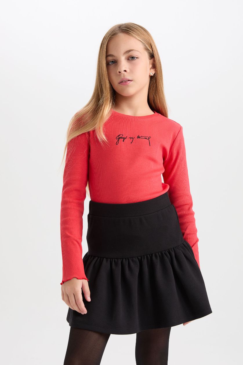 GIRLS & TEENS Black Girl Regular Fit Knitted Skirt