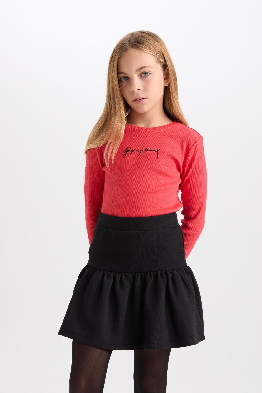 GIRLS & TEENS Black Girl Regular Fit Knitted Skirt