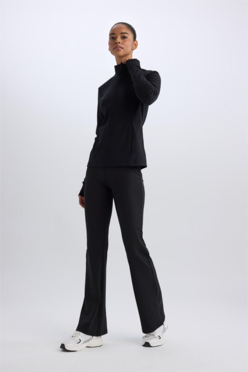 Woman Black DeFactoFit Flare Fit Spanish Leg Standard Length Trousers