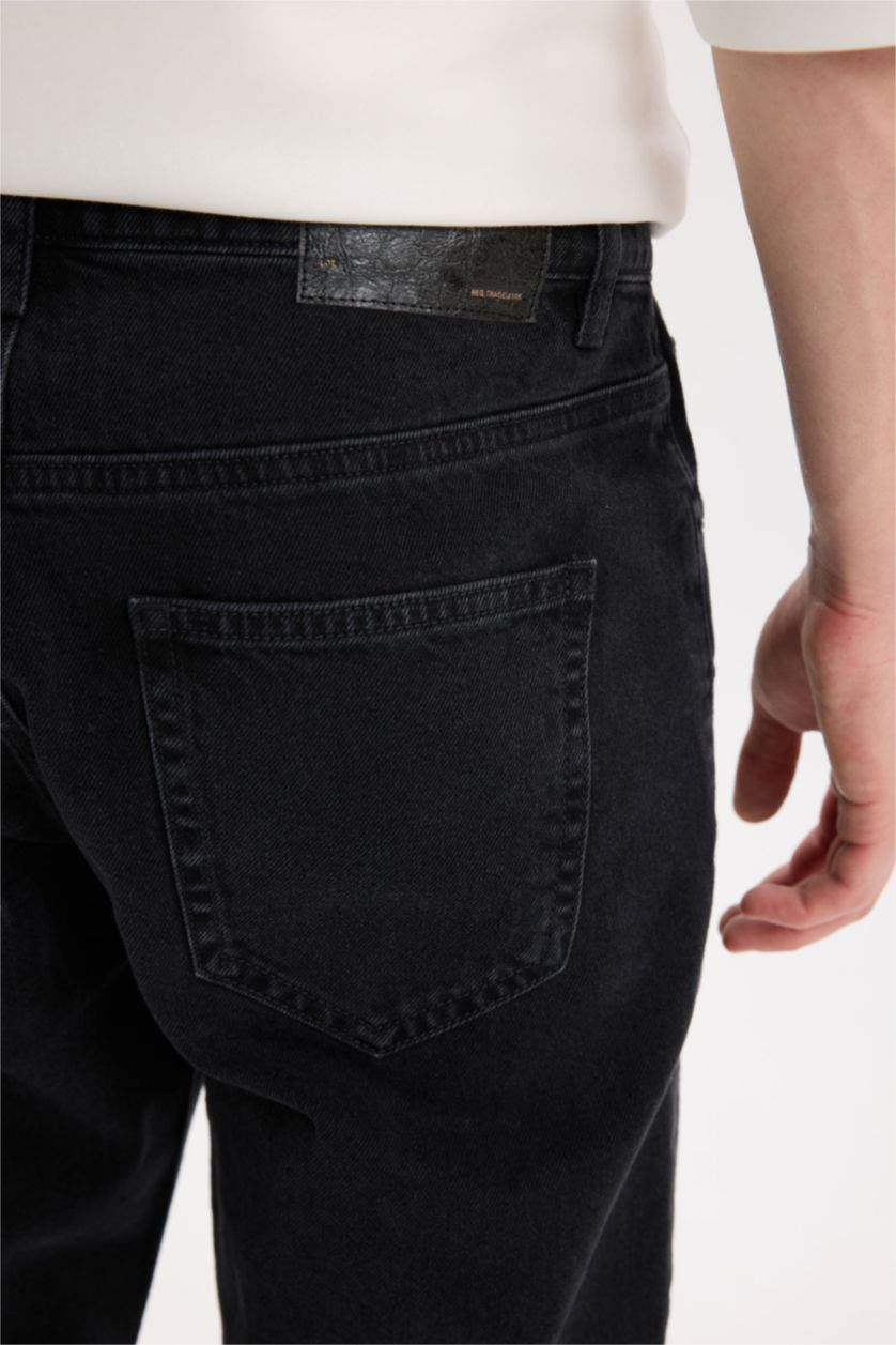 Мужчины Черный Regular Tapered Fit Прямые Джинсы