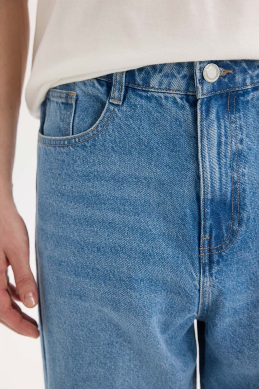 Мужчины Светло-синий Джинсы baggy fit с широкими штанинами и потертом стиле