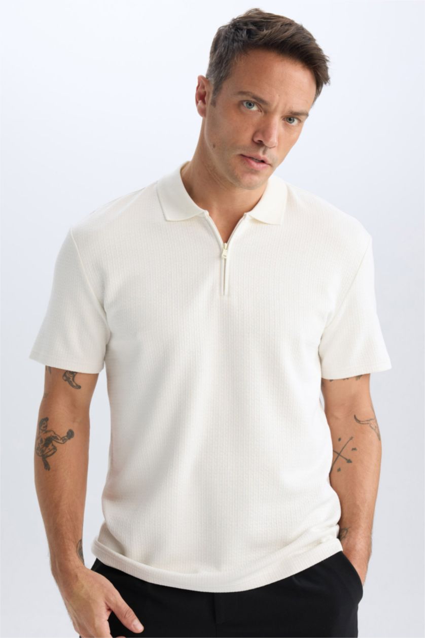 MAN White Regular Fit Short Sleeve Polo Shirt