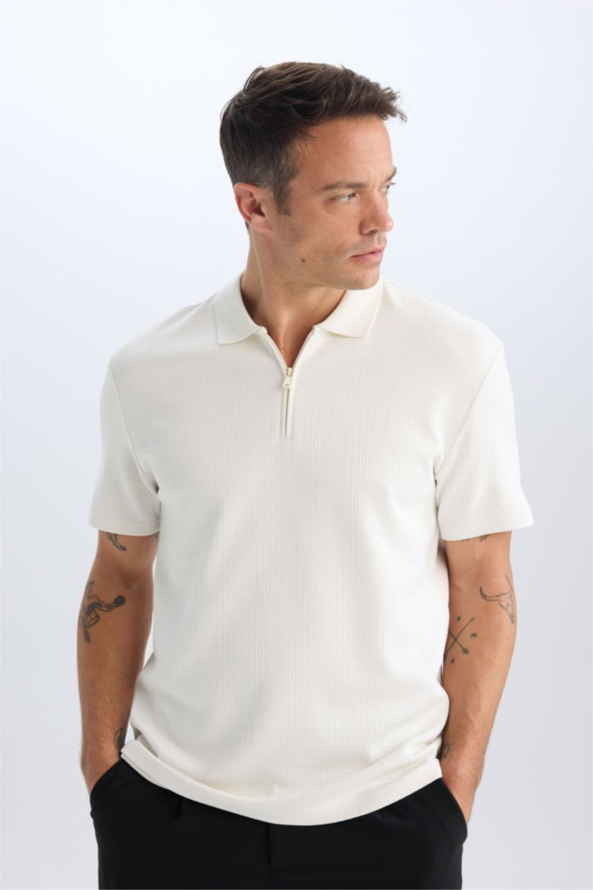 MAN White Regular Fit Short Sleeve Polo Shirt