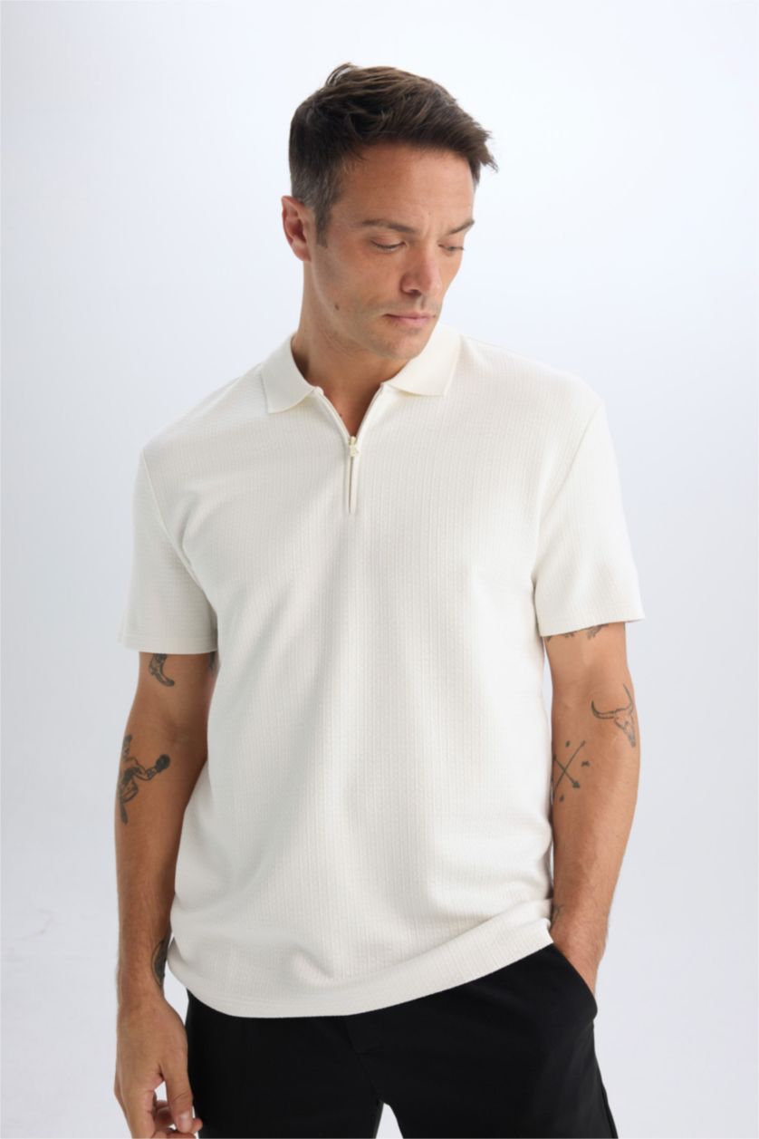 MAN White Regular Fit Short Sleeve Polo Shirt