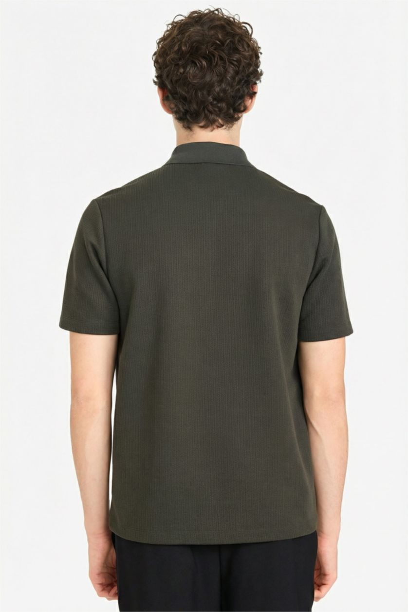 Man Khaki Regular Fit Polo Collar Polo T-Shirt