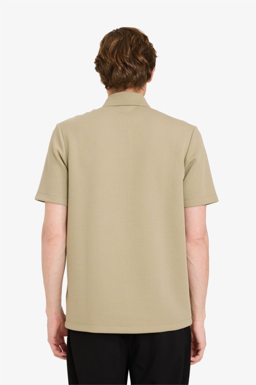 Erkek Haki Regular Fıt Polo Yaka Kısa Kollu Polo Tişört