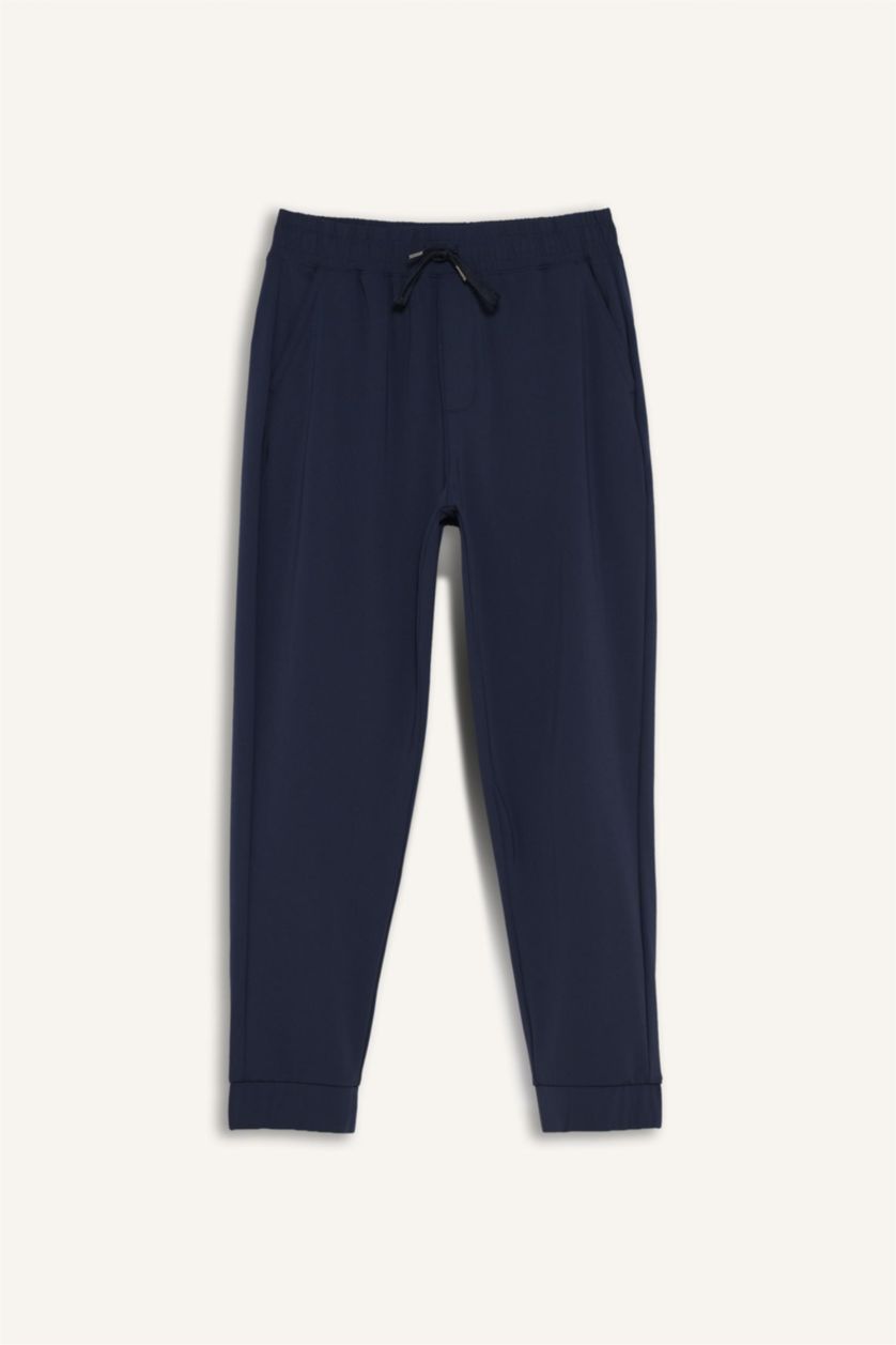 Erkek Lacivert Slim Fit Dar Kesim Standart Paça Sporcu Jogger Eşofman Altı