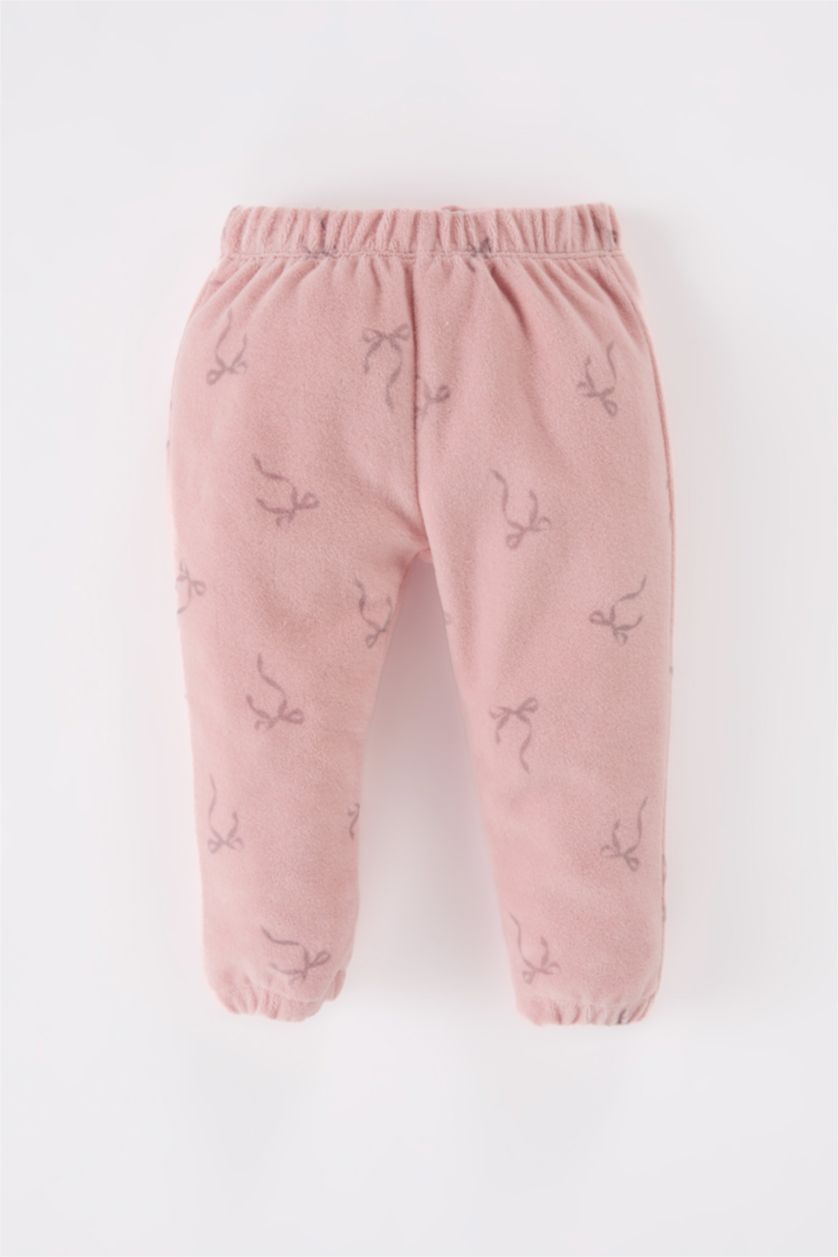 Kız Bebek Pembe Kız Bebek 2'li Takım Desenli Sweatshirt Beli Lastikli Alt 