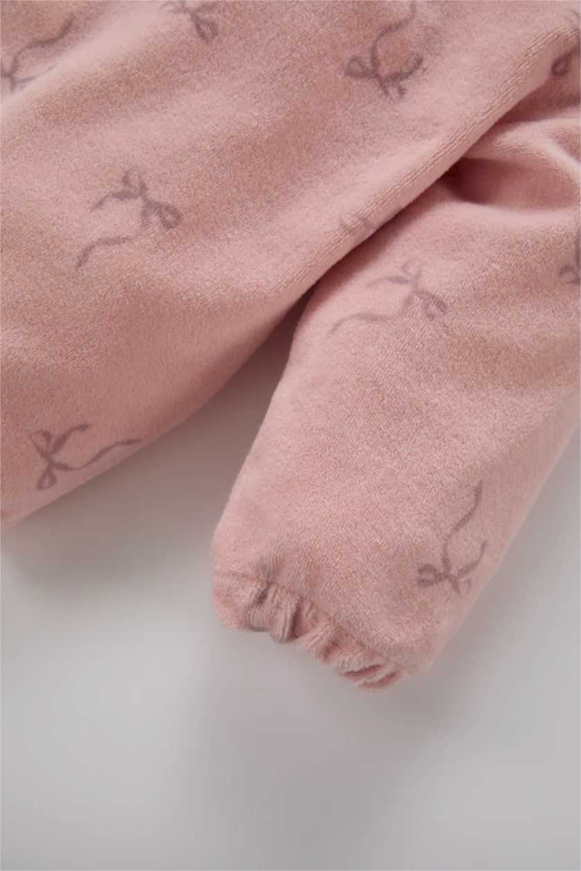 Kız Bebek Pembe Kız Bebek 2'li Takım Desenli Sweatshirt Beli Lastikli Alt 