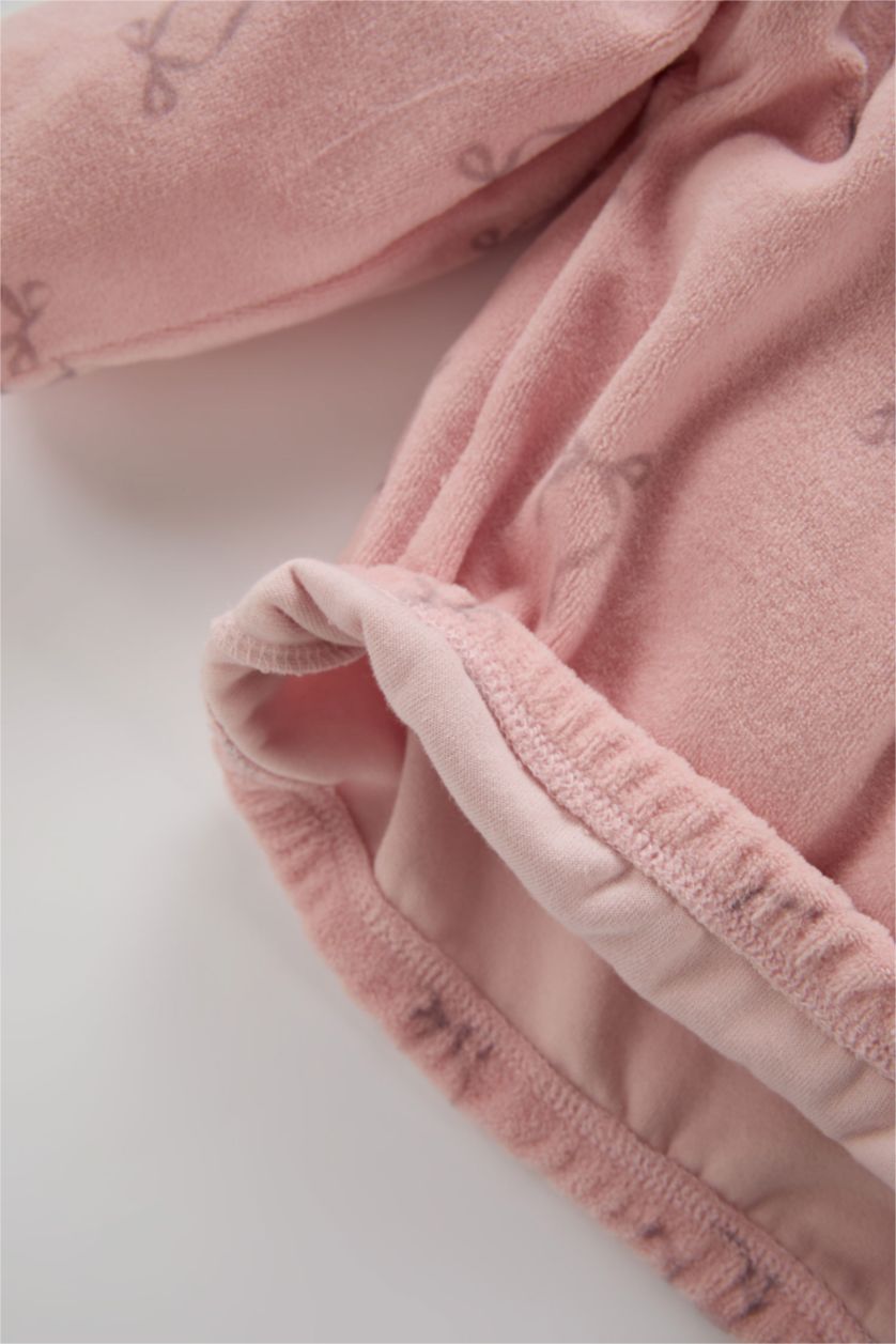 Kız Bebek Pembe Kız Bebek 2'li Takım Desenli Sweatshirt Beli Lastikli Alt 