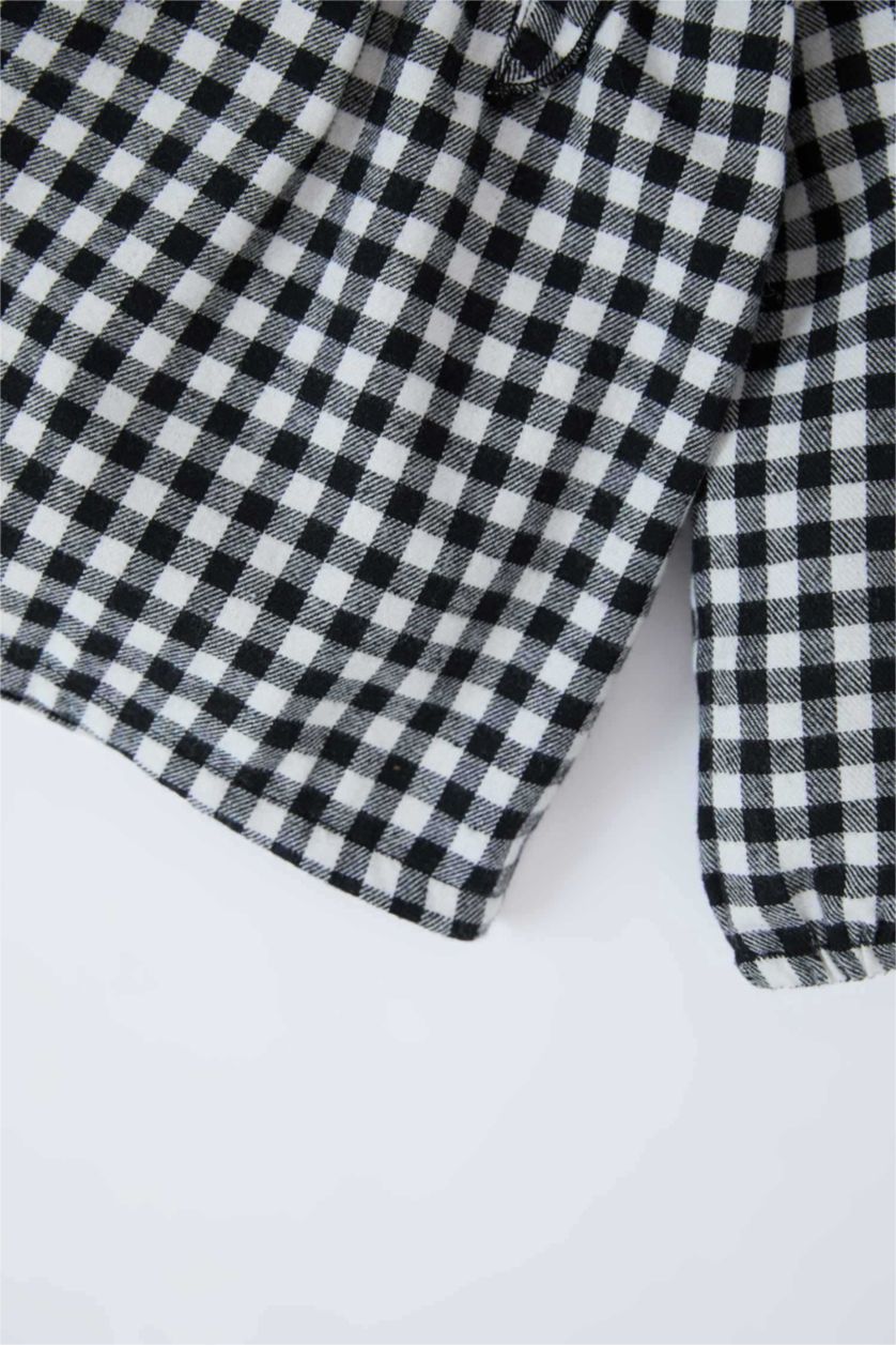 Kız Bebek Siyah Kız Bebek 2'li Takım Kareli Uzun Kollu Bluz İspanyol Paça Tayt