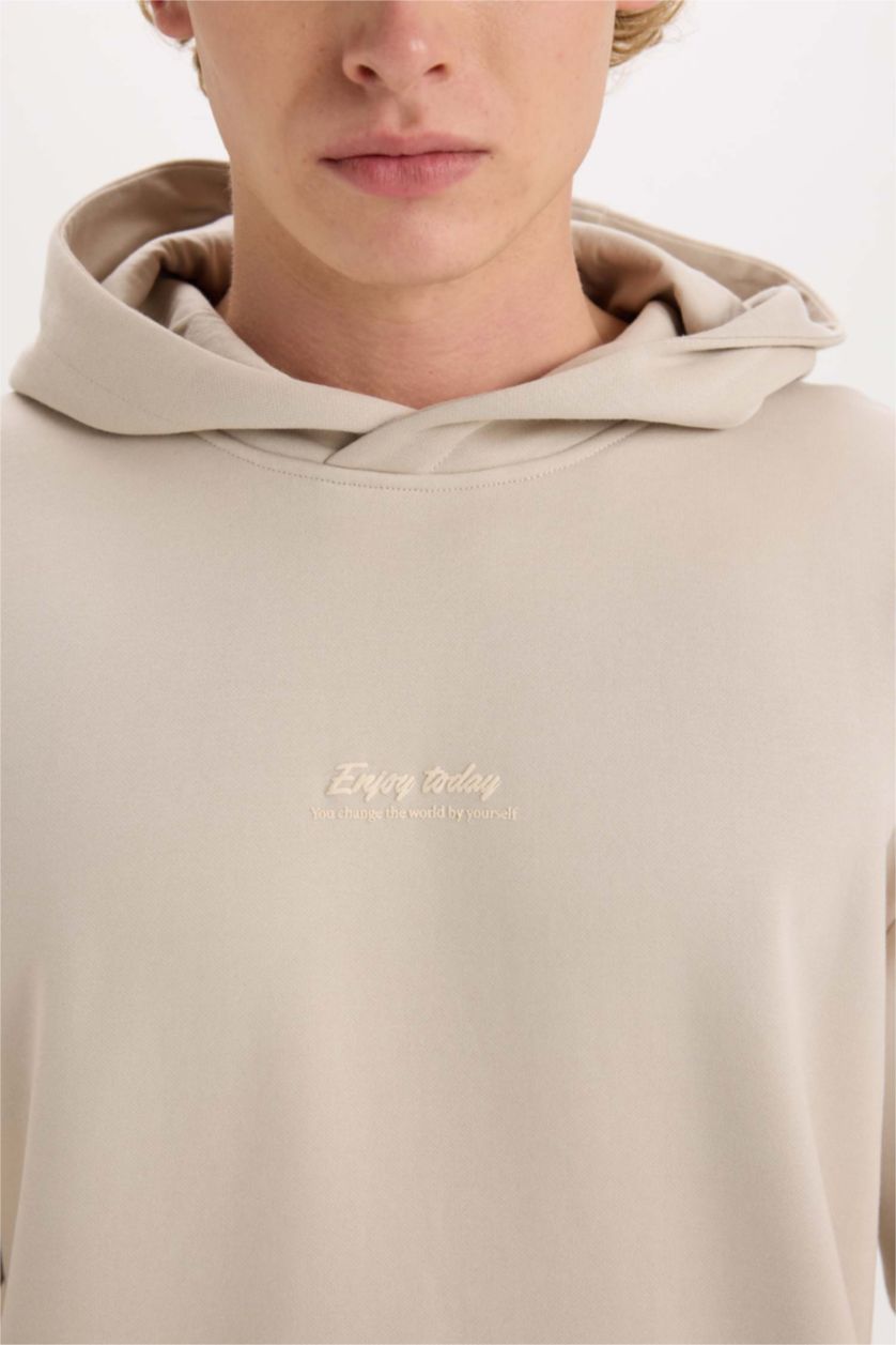 رجالي بيج سويت شيرت اوفر سايز بيج بكابيشون وطبعة من الخلف