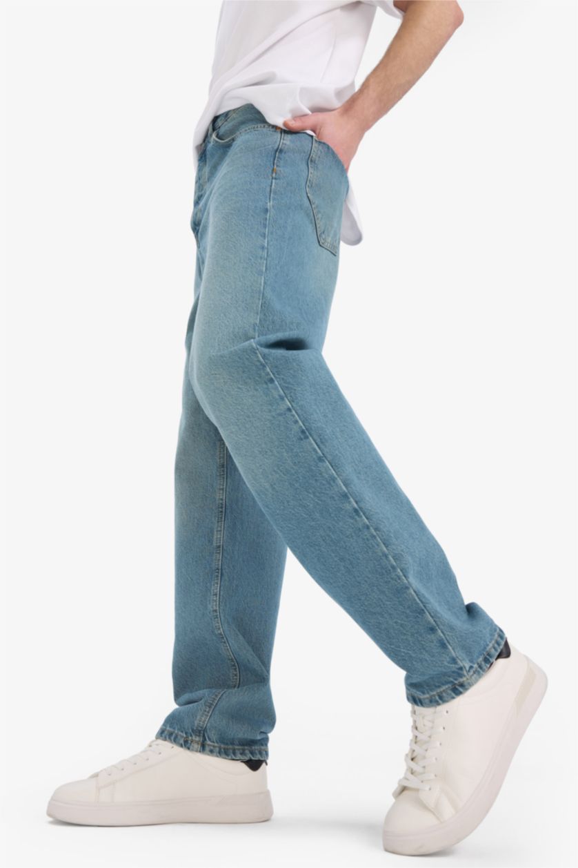 رجالي أخضر فاتح بنطلون جينز قطن باجي فيت برجل عادية وخصر عادي