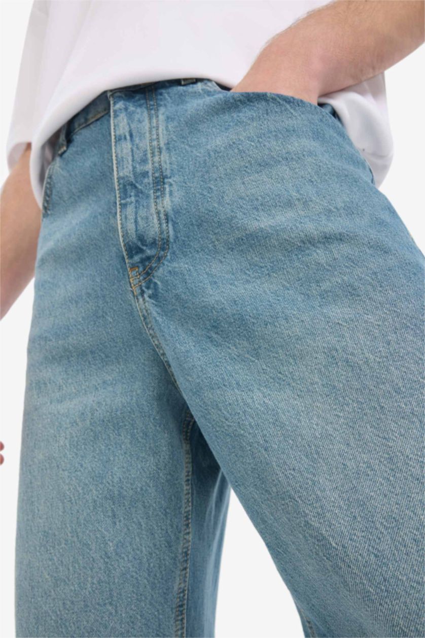 رجالي أخضر فاتح بنطلون جينز قطن باجي فيت برجل عادية وخصر عادي