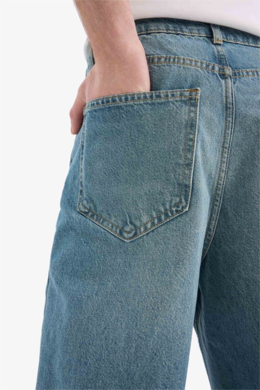 رجالي أخضر فاتح بنطلون جينز قطن باجي فيت برجل عادية وخصر عادي