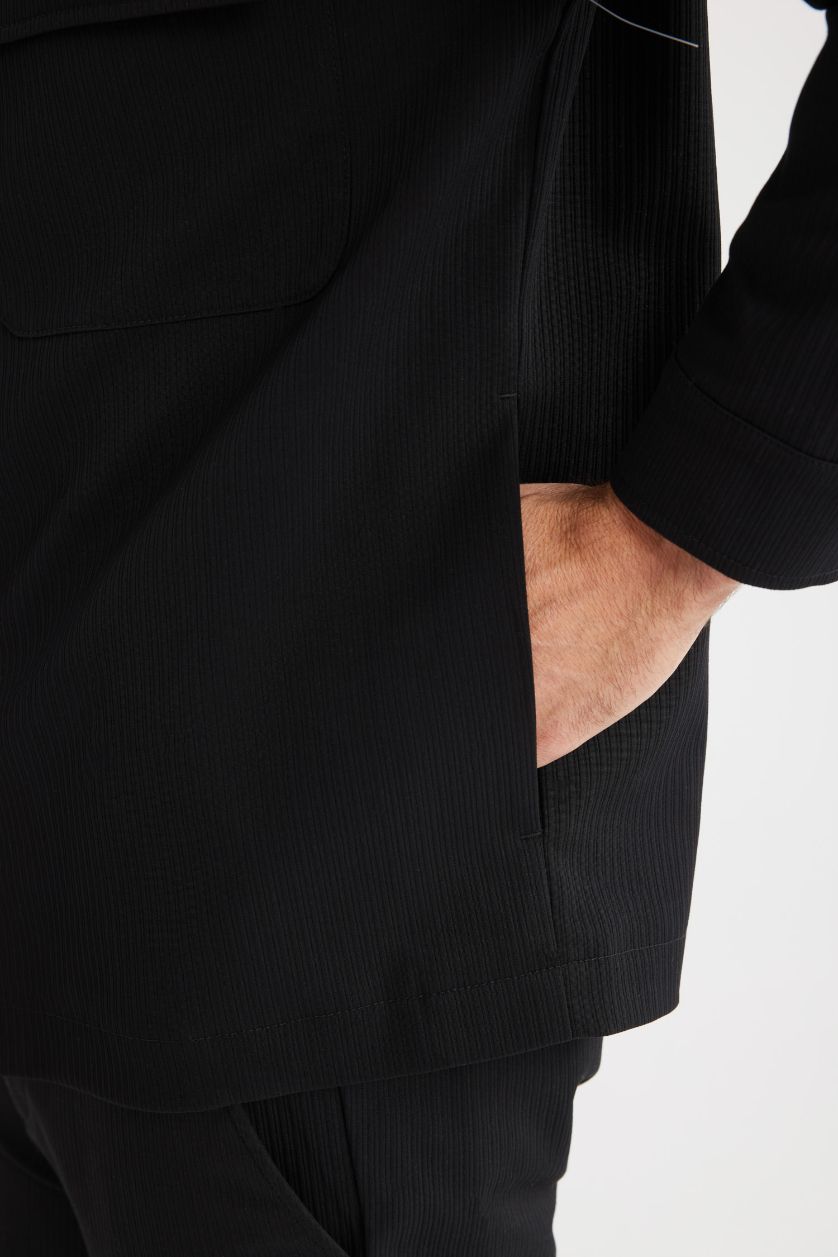 Мужчины Черный Пиджак с воротником-поло, расслабленный крой