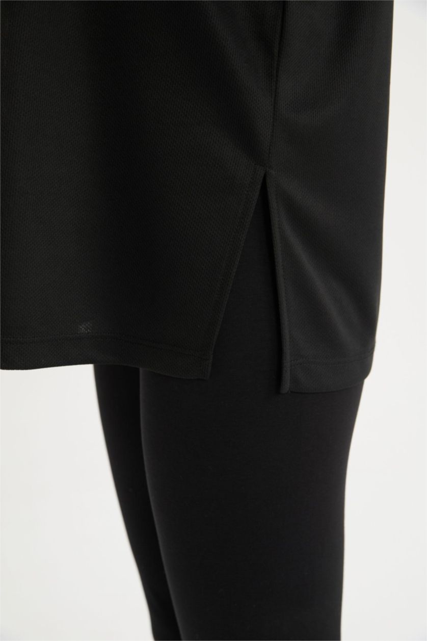 WOMAN Black DeFactoFit Oversize Fit Crew Neck Sport T-Shirt