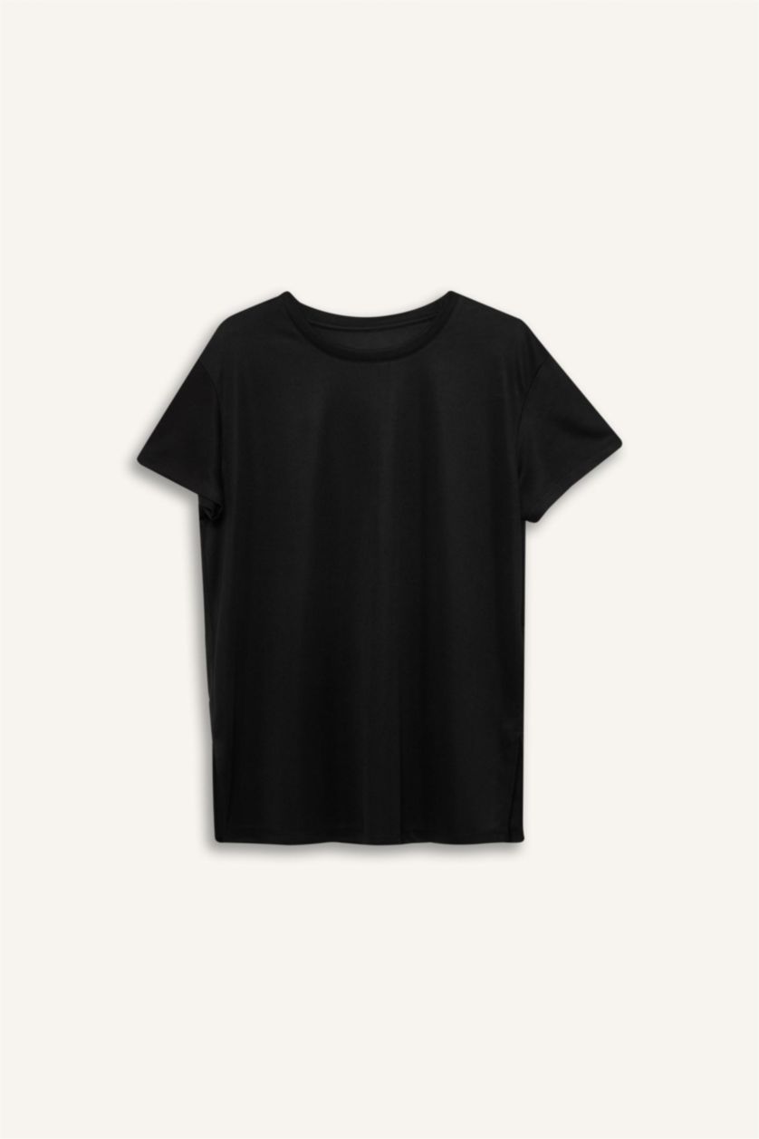 WOMAN Black DeFactoFit Oversize Fit Crew Neck Sport T-Shirt