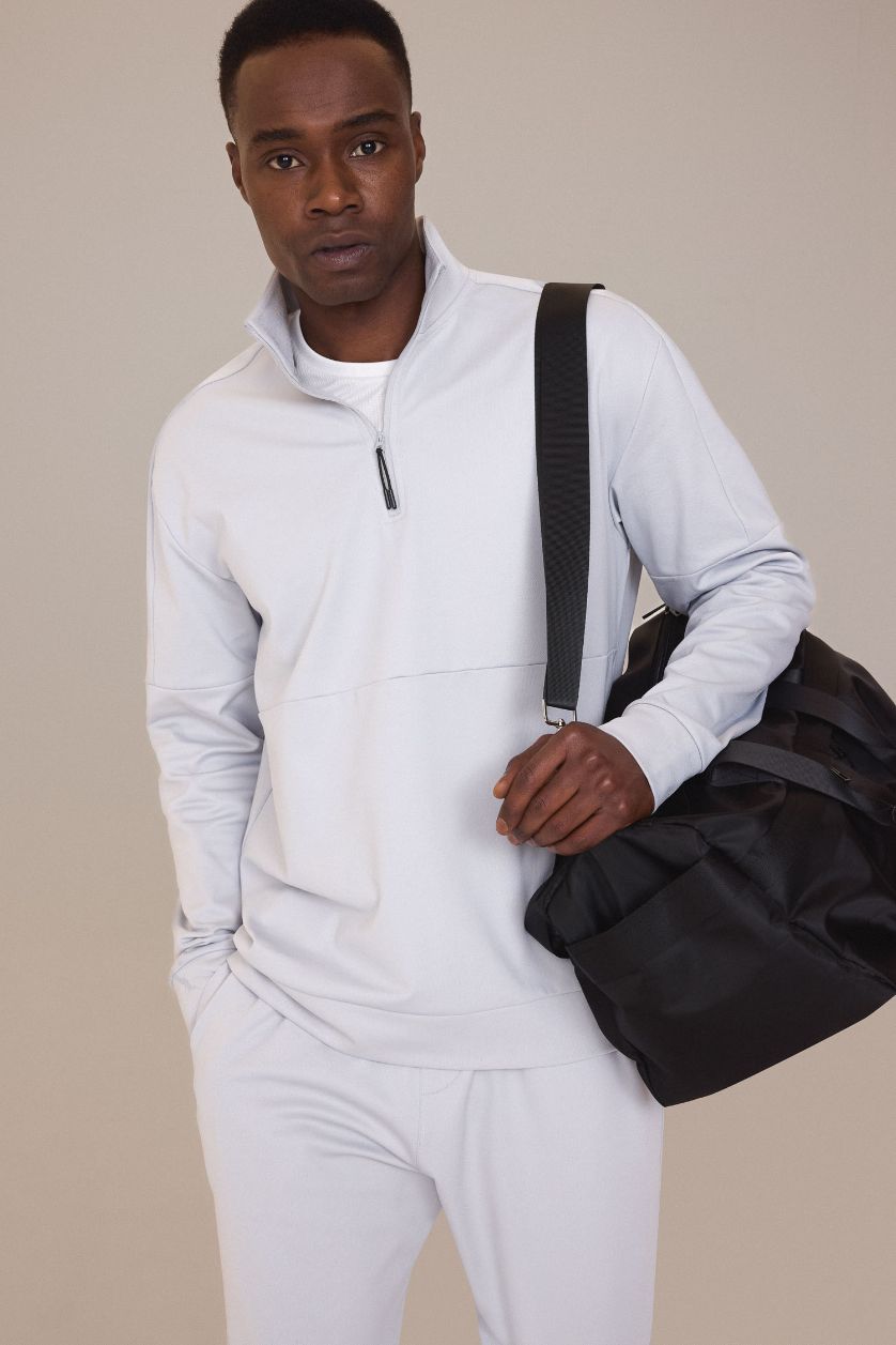 Man Light Grey DeFactoFit Standard Fit Stand Collar Sports Sweatshirt