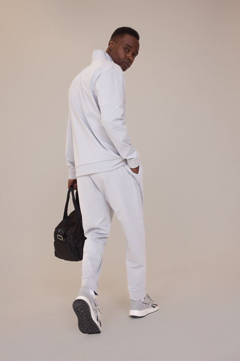 Man Light Grey DeFactoFit Standard Fit Stand Collar Sports Sweatshirt