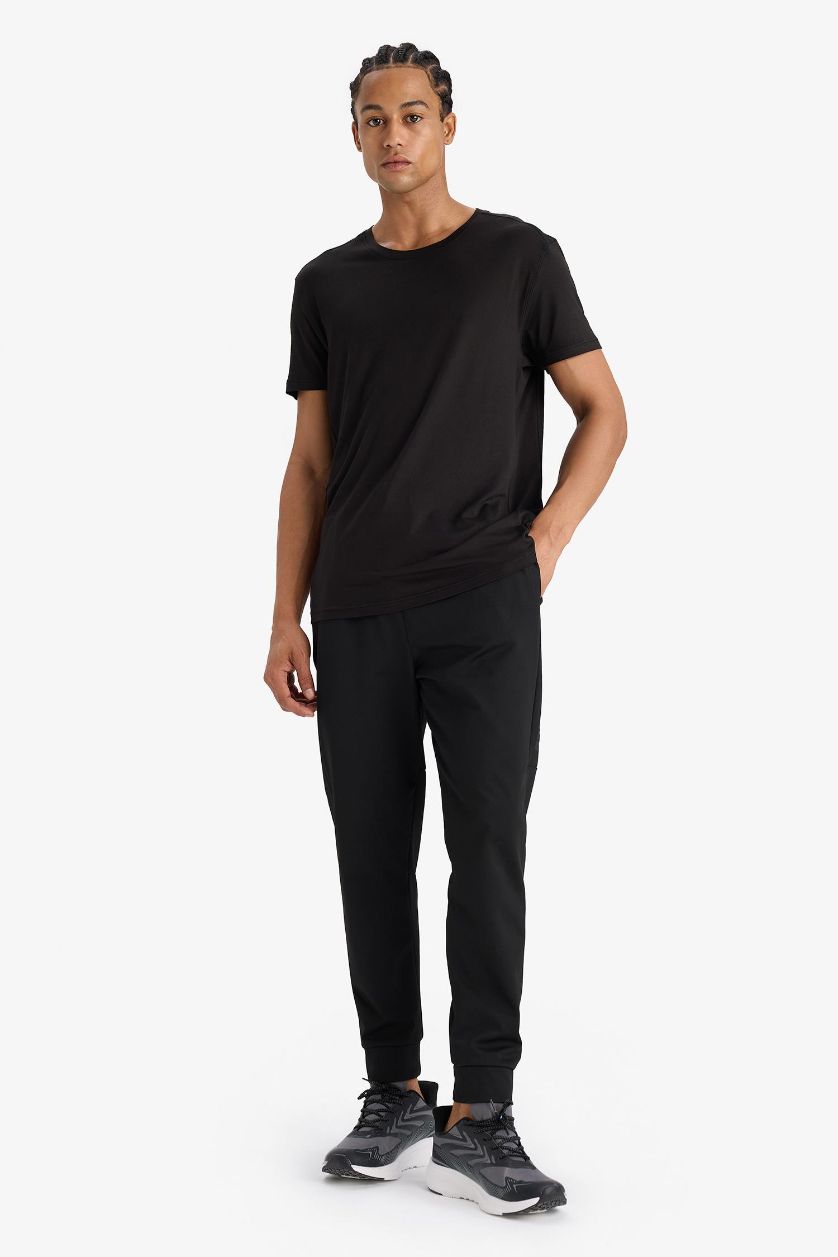 Man Black DeFactoFit Standard Fit Standard Leg Scuba Fabric Joggers