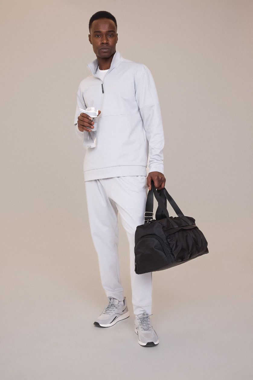 رجالي رمادي فاتح بنطلون سويت بانتس جوجر قماش سكوبا قصة عادية من DeFactoFit