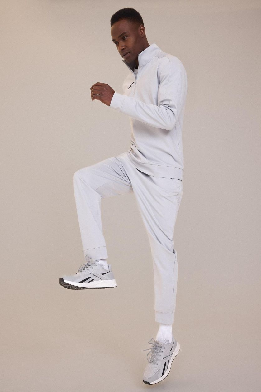 رجالي رمادي فاتح بنطلون سويت بانتس جوجر قماش سكوبا قصة عادية من DeFactoFit