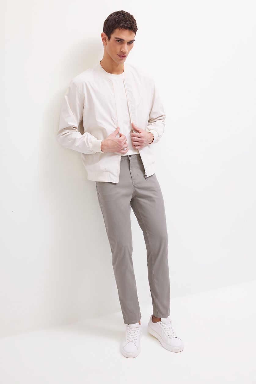 Erkek Ekru Fermuarlı Mont