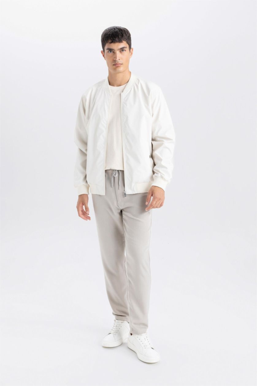 Erkek Ekru Fermuarlı Mont