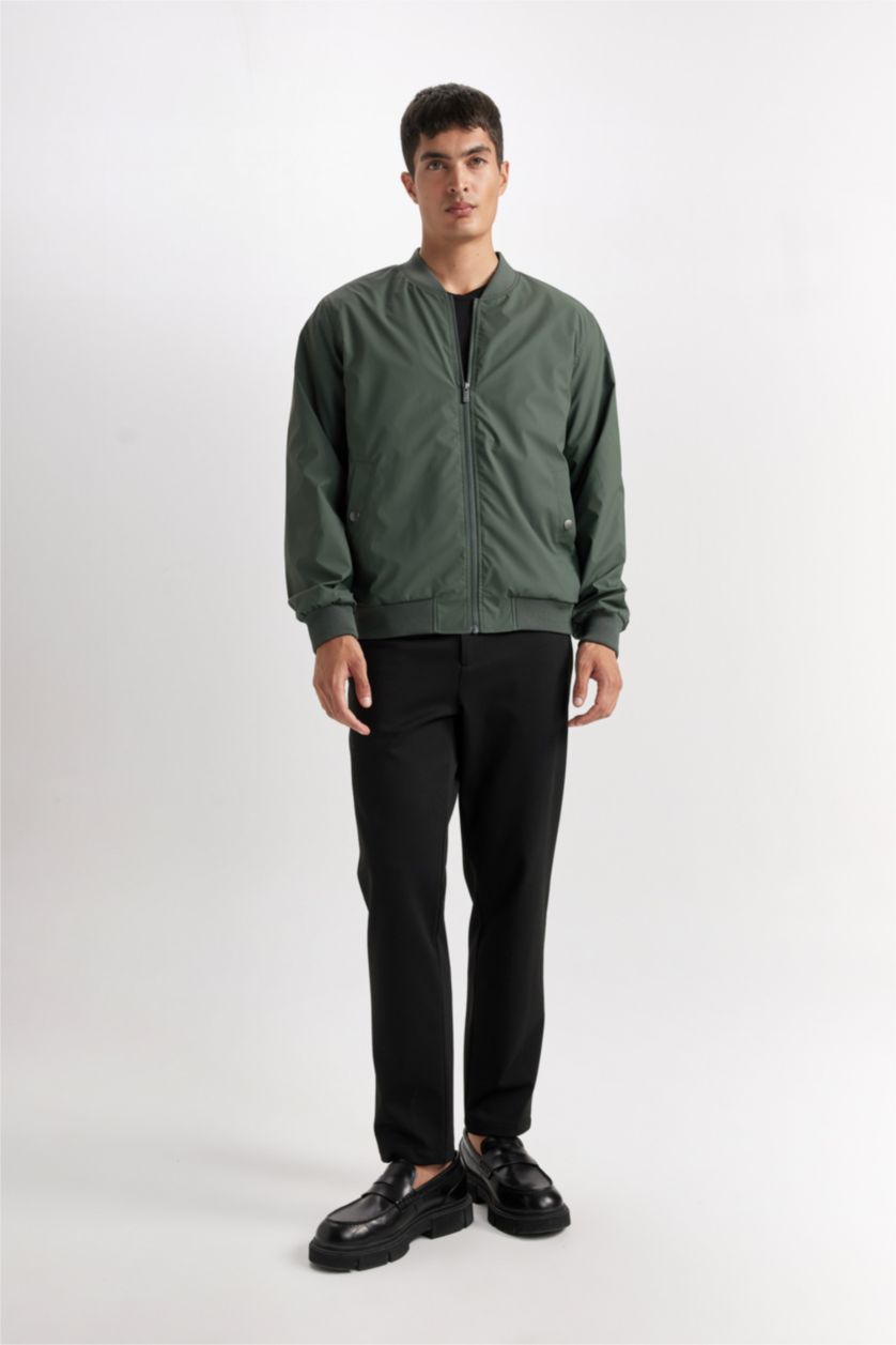 Erkek Koyu Petrol Fermuarlı Mont