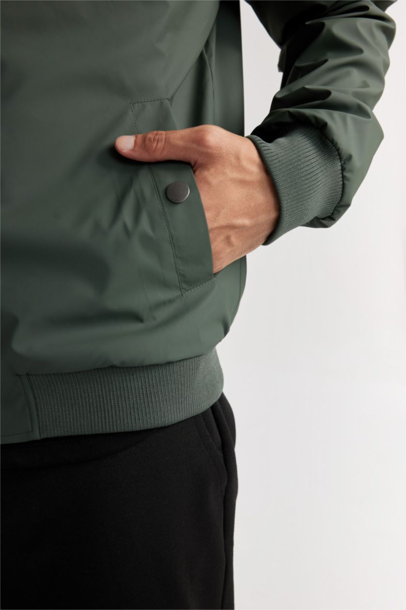 Erkek Koyu Petrol Fermuarlı Mont