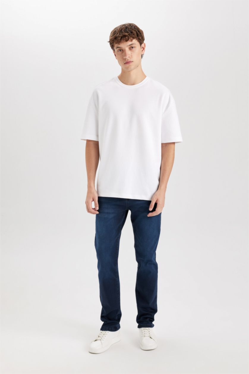 MAN Blue Black Sergio Regular Fit Regular Waist Straight Leg Jeans