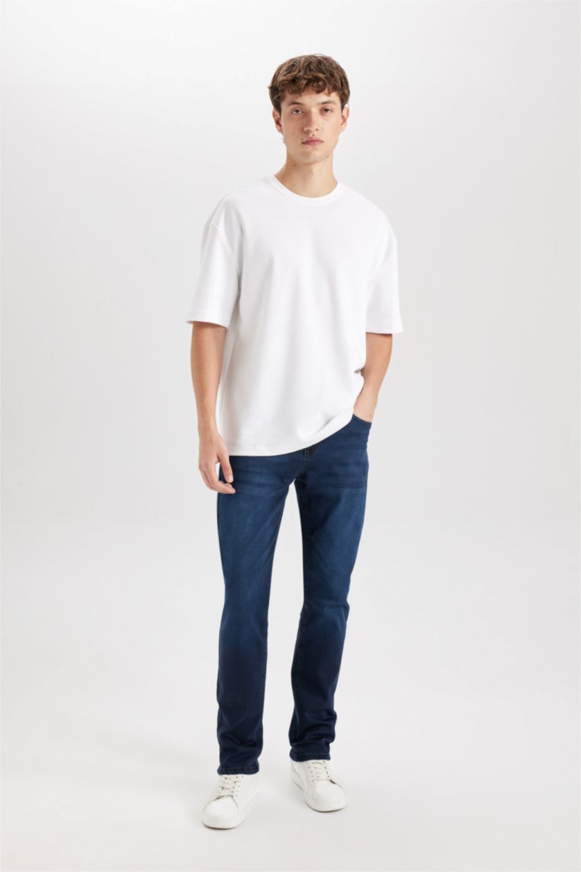 MAN Blue Black Sergio Regular Fit Regular Waist Straight Leg Jeans