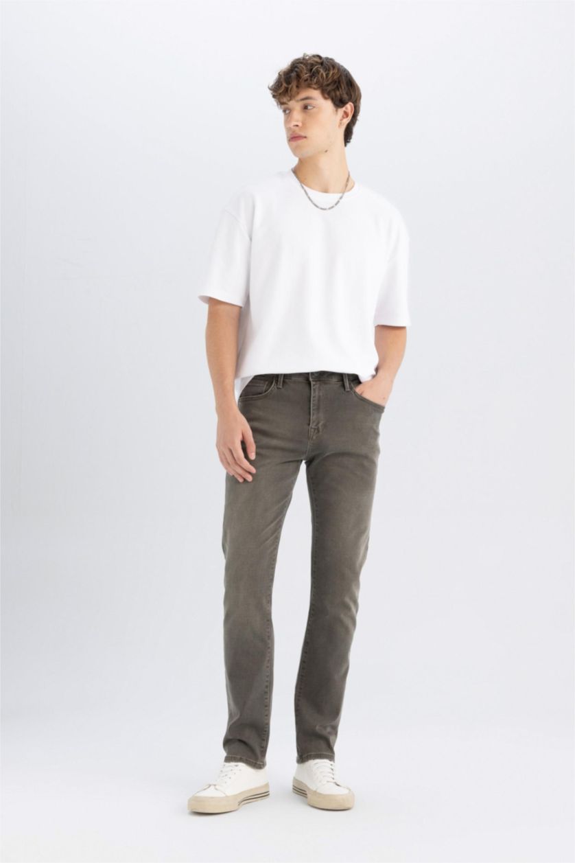 Erkek Açık Haki Sergio Regular Fit Normal Kalıp Normal Bel Boru Paça Jean Pantolon