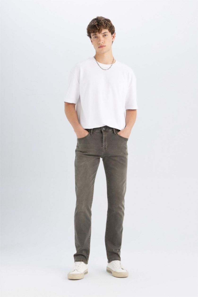 Erkek Açık Haki Sergio Regular Fit Normal Kalıp Normal Bel Boru Paça Jean Pantolon