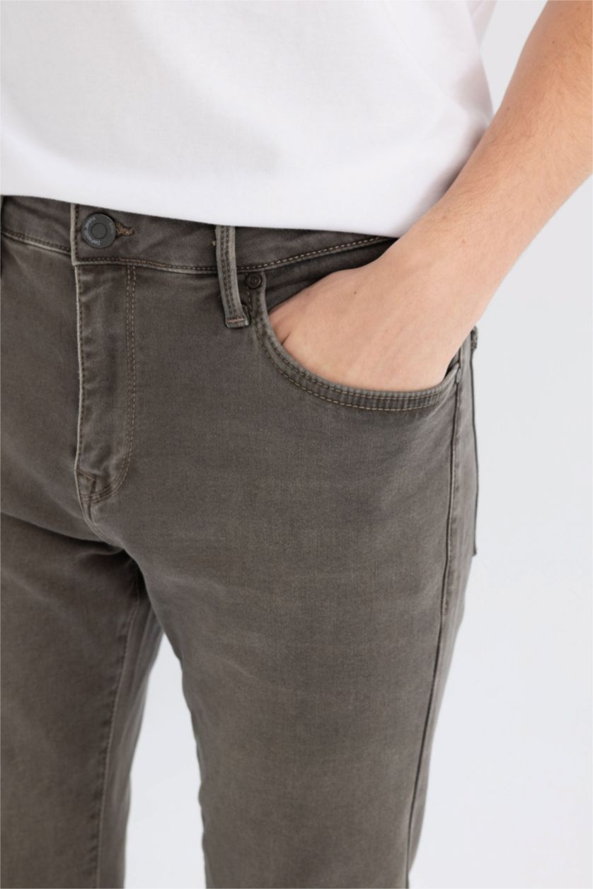 Erkek Açık Haki Sergio Regular Fit Normal Kalıp Normal Bel Boru Paça Jean Pantolon