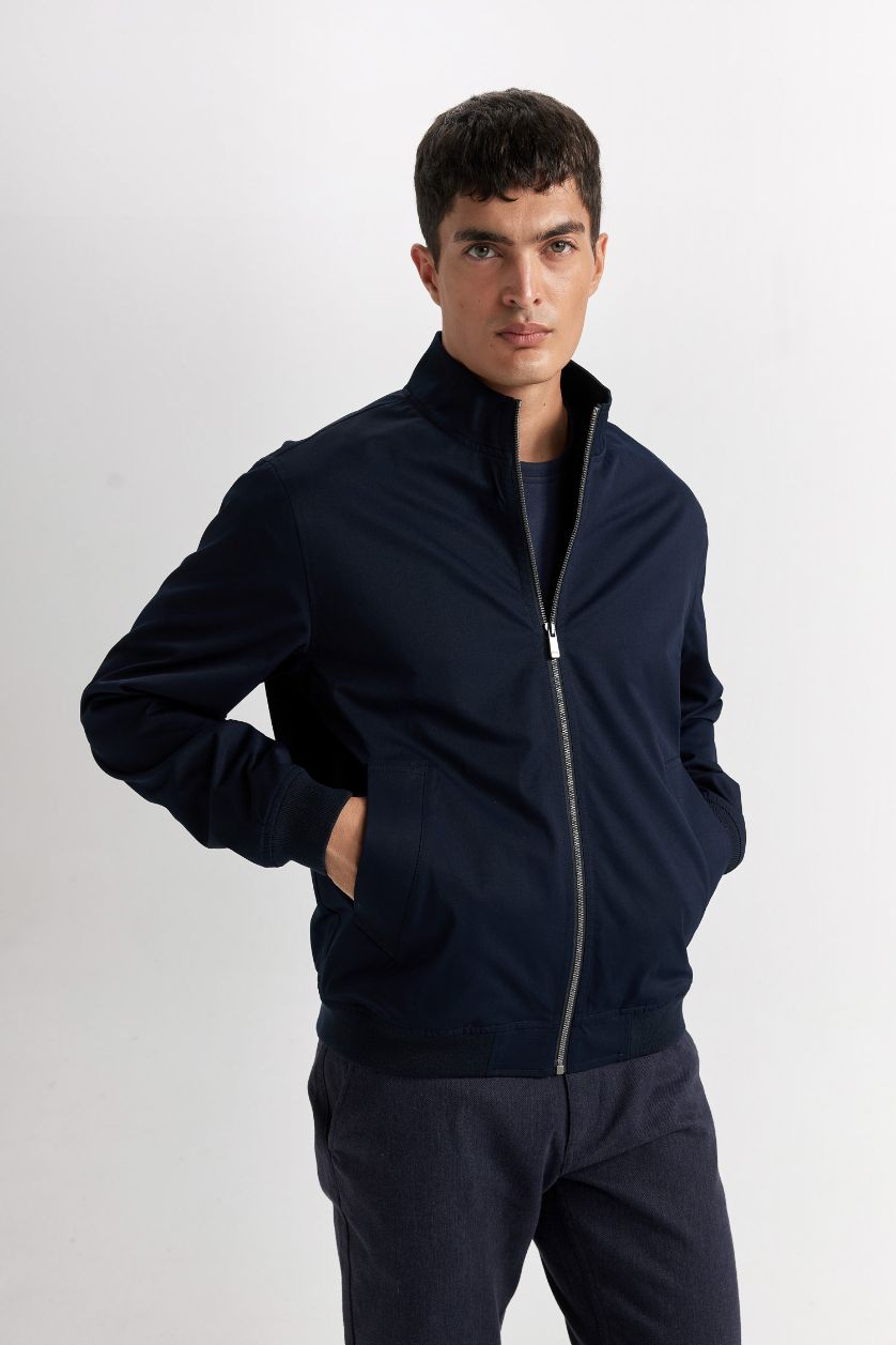 HOMME Marin Veste slim zippée à col montant