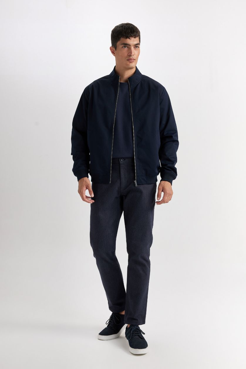 HOMME Marin Veste slim zippée à col montant