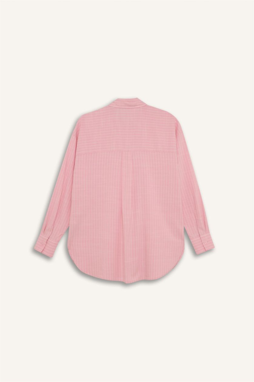 WOMAN Pink Relax Fit Poplin Shirt Collar Long Sleeve Tunic