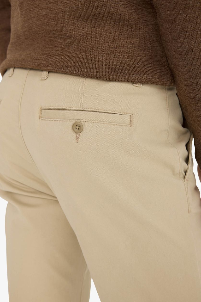 Erkek Kum Regular Fit Normal Kesim Cepli Düz Paça Chino Pantolon