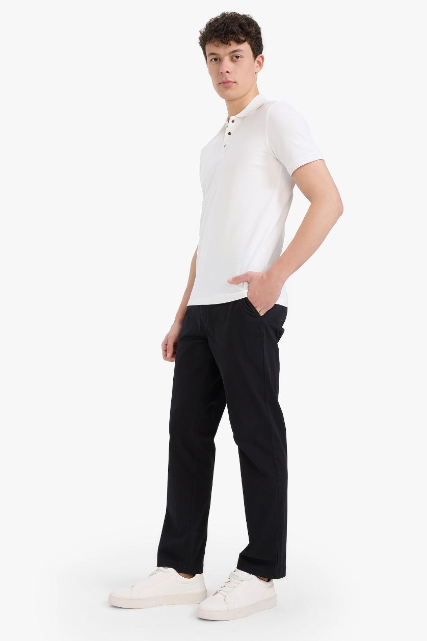 MAN Black Regular Fit Pocketed Straight Leg Chino Pants