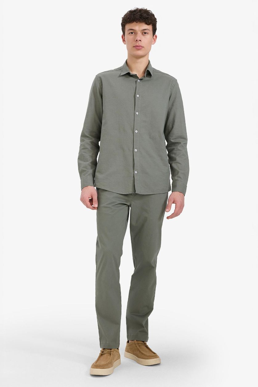 Erkek Haki Regular Fit Normal Kesim Cepli Düz Paça Chino Pantolon